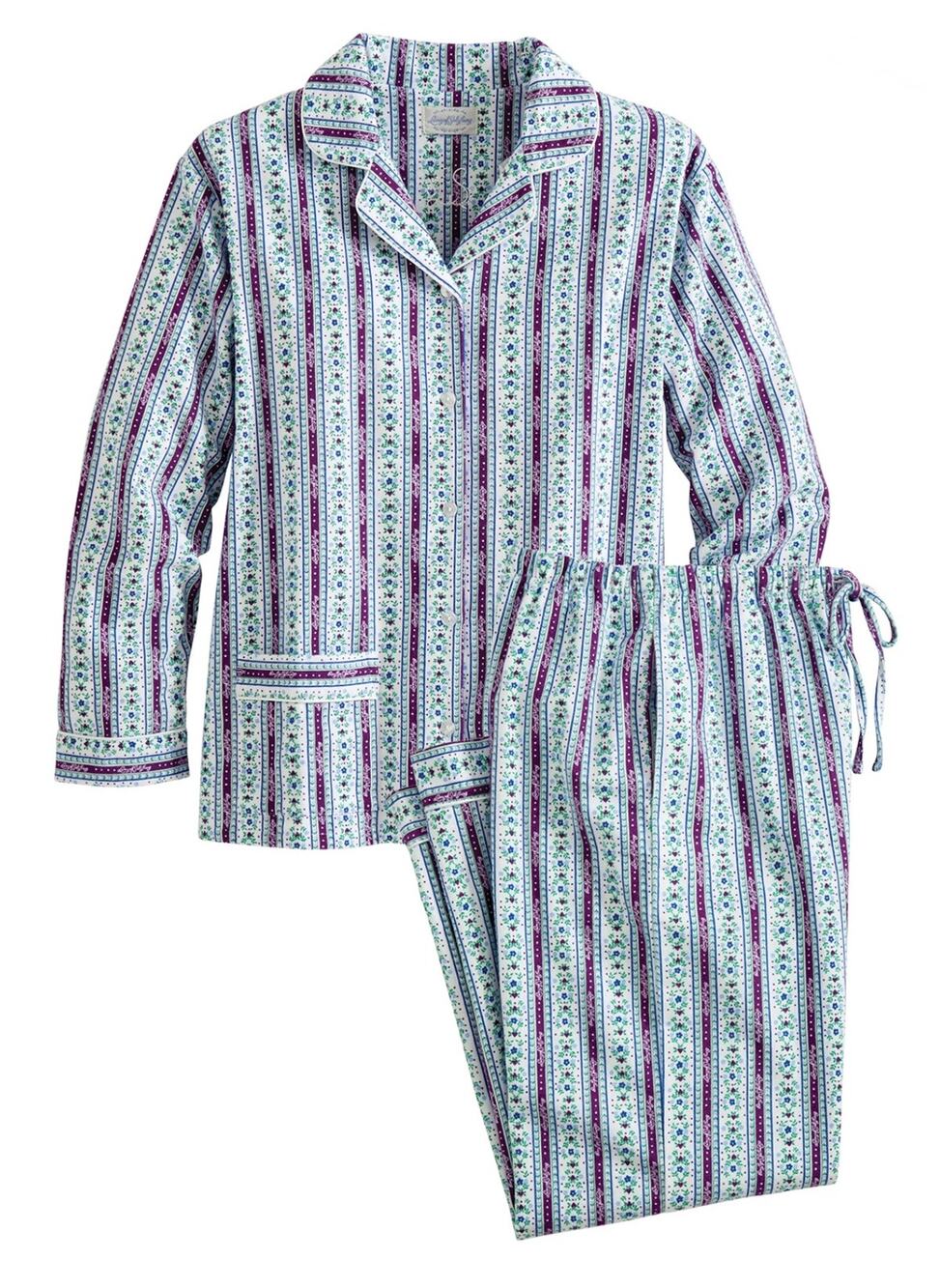Lanz of Salzburg Classic Cotton Flannel Tyrolean 2 Piece Pajama Set Women's 1X